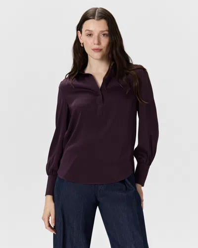Quince Women's Washable Stretch Silk Split Neck Blouse