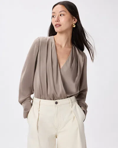 Quince Women's Washable Stretch Silk Surplice Bodysuit