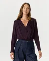 Quince Women's Washable Stretch Silk Surplice Bodysuit In Purple