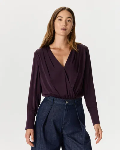 Quince Women's Washable Stretch Silk Surplice Bodysuit In Purple