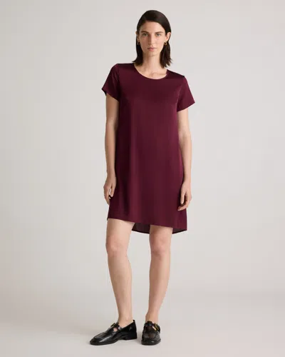 Quince Women's Washable Stretch Silk T-shirt Dress In Wine Tasting