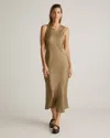 Quince Women's Washable Stretch Silk Tank Top Midi Dress
