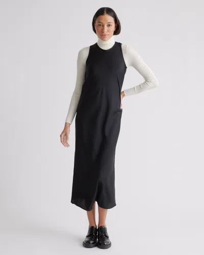 Quince Women's Washable Stretch Silk Tank Top Midi Dress In Black