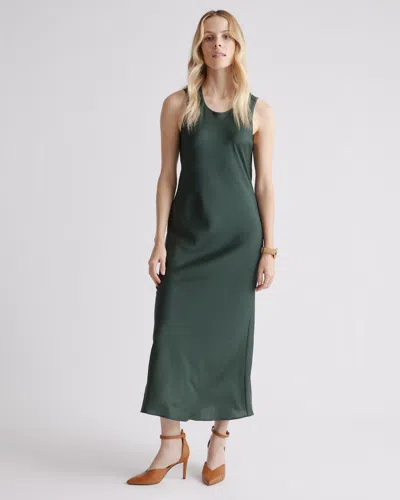 Quince Women's Washable Stretch Silk Tank Top Midi Dress In Forest Green