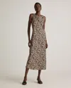 Quince Women's Washable Stretch Silk Tank Top Midi Dress In Leopard