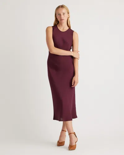 Quince Women's Washable Stretch Silk Tank Top Midi Dress In Wine Tasting Red