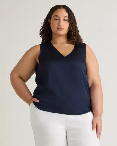 Quince Women's Washable Stretch Silk Tank Top In Navy