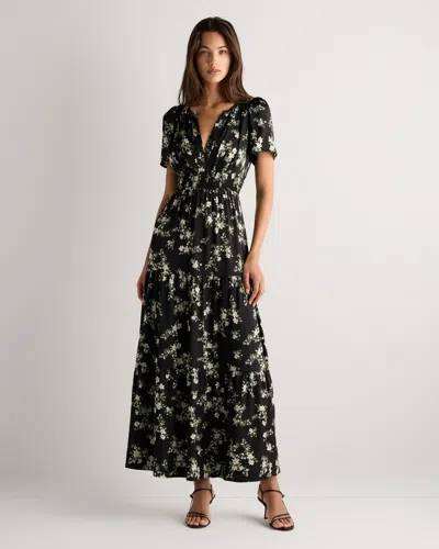 Quince Women's Washable Stretch Silk Tiered Maxi Dress