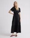 Quince Women's Washable Stretch Silk Tiered Maxi Dress In Black
