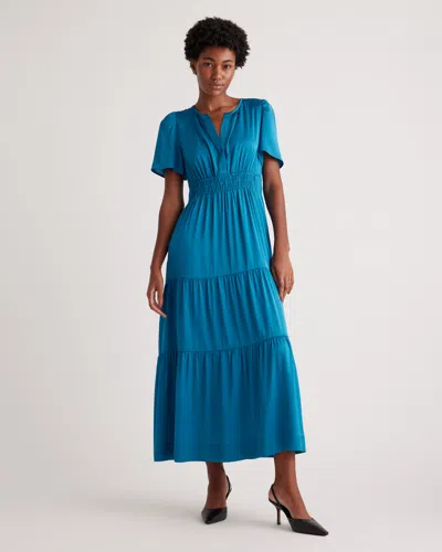 Quince Women's Washable Stretch Silk Tiered Maxi Dress In Celestial
