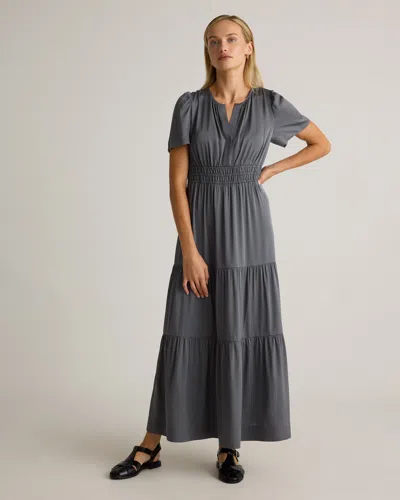 Quince Women's Washable Stretch Silk Tiered Maxi Dress In Lava Smoke