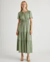 Quince Women's Washable Stretch Silk Tiered Maxi Dress In Moss Green