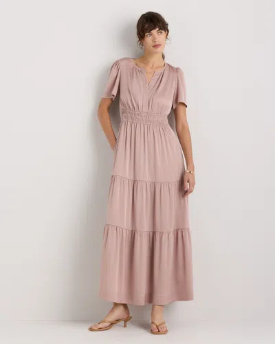 Quince Women's Washable Stretch Silk Tiered Maxi Dress In Pink