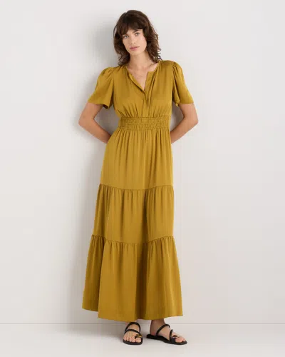 Quince Women's Washable Stretch Silk Tiered Maxi Dress In Yellow