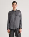 Quince Women's Washable Stretch Silk Utility Long Sleeve Blouse In Lava Smoke