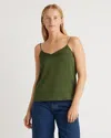 Quince Women's Washable Stretch Silk V-neck Cami In Basil Green