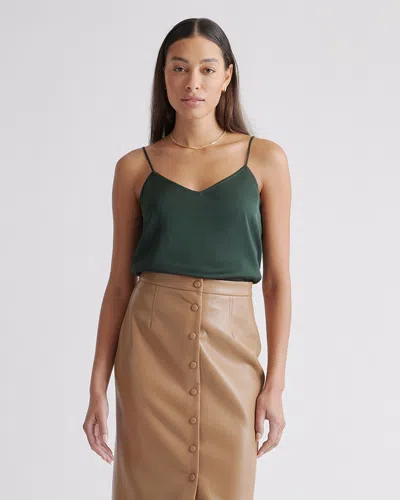 Quince Women's Washable Stretch Silk V-neck Cami In Forest Green
