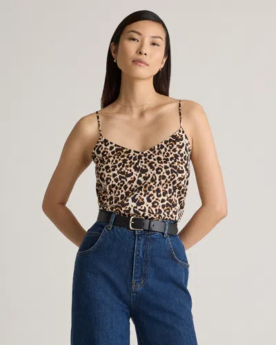 Quince Women's Washable Stretch Silk V-neck Cami In Leopard