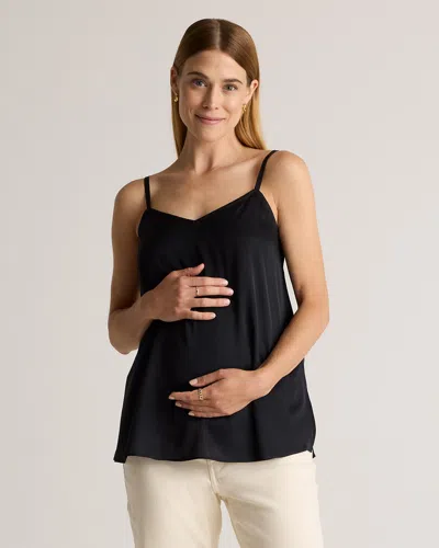 Quince Women's Washable Stretch Silk V-neck Maternity Cami In Black
