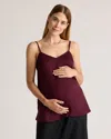 Quince Women's Washable Stretch Silk V-neck Maternity Cami In Wine Tasting
