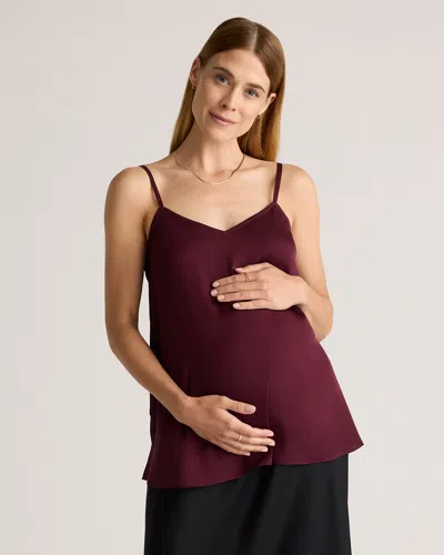 Quince Women's Washable Stretch Silk V-neck Maternity Cami In Wine Tasting