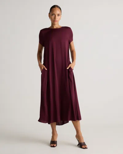 Quince Women's Washable Stretch Silk Voluminous Maxi Dress In Wine Tasting Red
