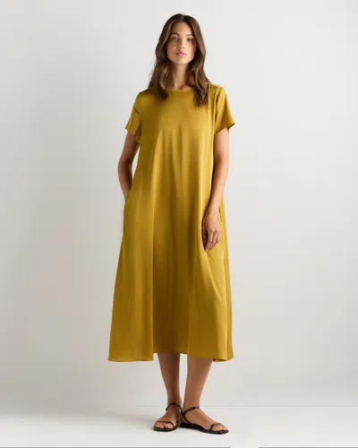 Quince Women's Washable Stretch Silk Voluminous Maxi Dress In Yellow
