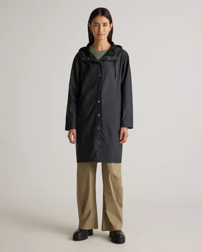 Quince Women's Waterproof Rubberized Long Rain Jacket In Black