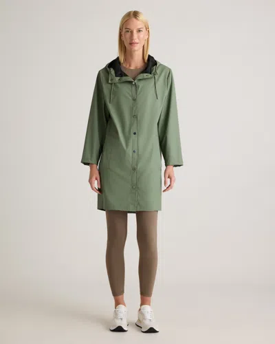 Quince Women's Waterproof Rubberized Long Rain Jacket In Pine Green