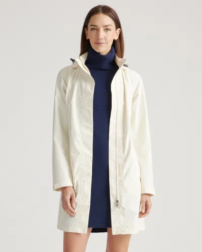Quince Women's Weatherproof Long Rain Shell Jacket In Ivory