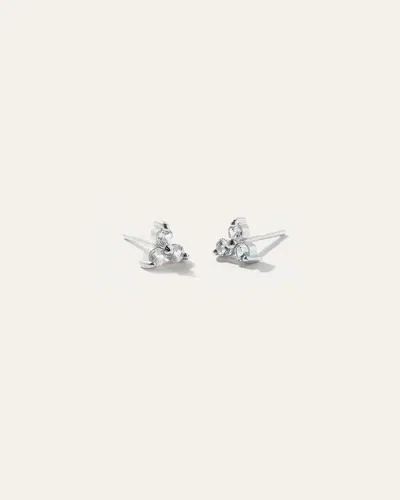 Quince Women's White Sapphire Triad Studs In Sterling Silver