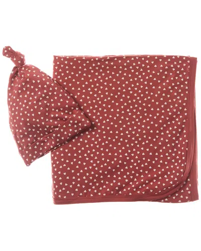 Quincy Mae Bamboo Swaddle & Knotted Hat In Pink