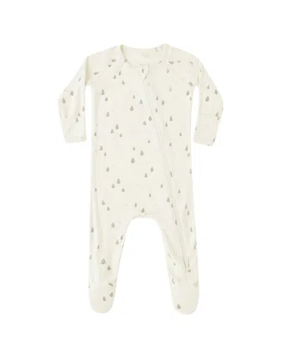 Quincy Mae Kids' Bamboo Zip Footie In White
