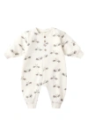 Quincy Mae Bat Print Fleece Romper In White