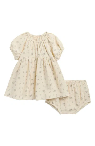 Quincy Mae Babies'  Bella Winter Berry Organic Cotton Dress & Bloomers Set In Neutral