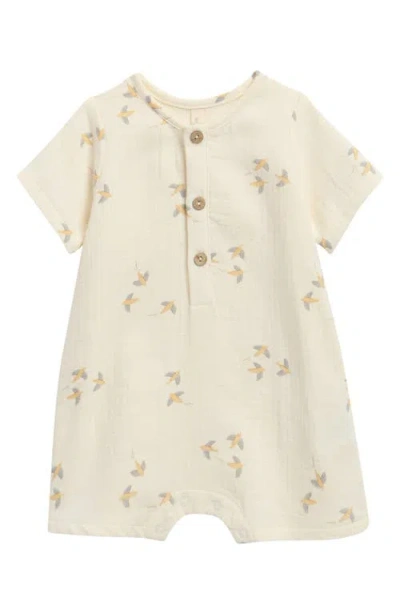 Quincy Mae Babies'  Bird Print Organic Cotton Romper In White