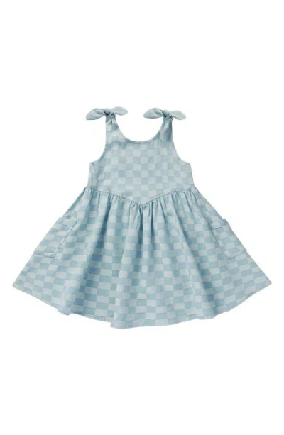 Quincy Mae Babies' Blue Check Summer Dress In Blue-check
