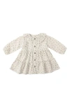 Quincy Mae Bluebell Print Cotton Dress In Neutral