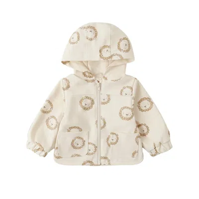 Quincy Mae Kids' Boy's Print Polyester Rain Coat In Lions In White