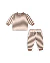 Quincy Mae Kids' Boys' Cozy Striped Top & Pants Set - Baby In Brown