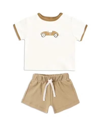 Quincy Mae Boys' Race Car Ringer Tee & Shorts Set - Baby In White