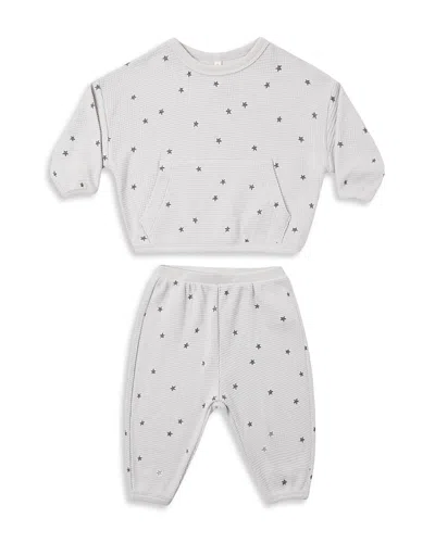 Quincy Mae Boys' Waffle Star Print Slouch Top & Pants Set - Baby In Gray