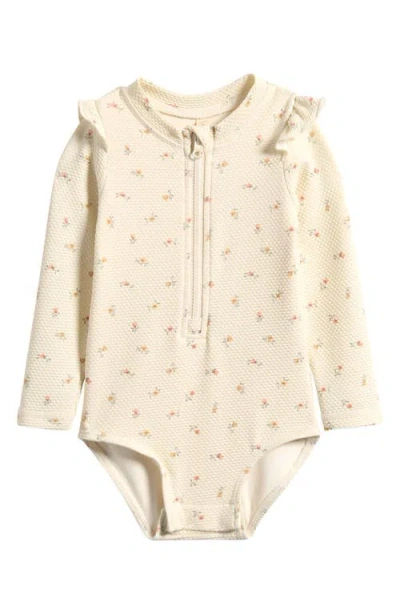 Quincy Mae Babies'  Bryon Rashguard One-piece Swimsuit In Brown