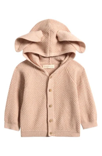 Quincy Mae Babies'  Bunny Ears Waffle Knit Sweater In Brown