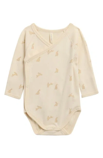 Quincy Mae Babies'  Bunny Print Long Sleeve Bodysuit In Brown