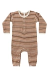 Quincy Mae Cedar Microstripe Romper In Brown