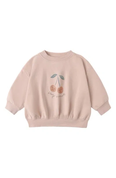 Quincy Mae Babies'  Cherry Relaxed Fit Stretch Organic Cotton Terry Sweatshirt In Pink