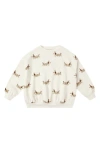 Quincy Mae Christmas Dog Print Relaxed Cotton Blend Fleece Sweatshirt In White
