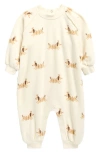 Quincy Mae Christmas Print Raglan Sleeve Romper In Neutral