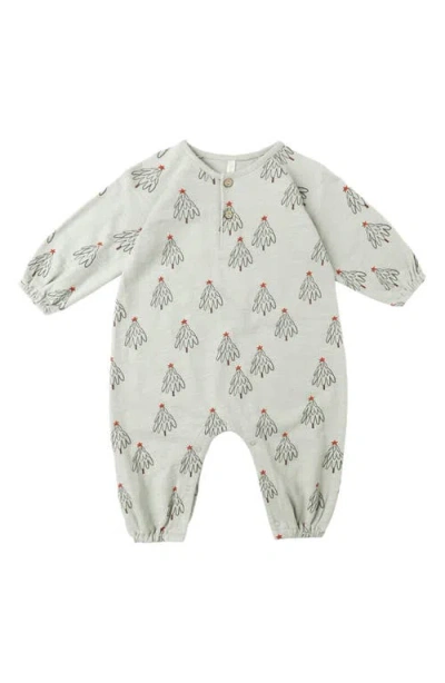 Quincy Mae Babies'  Christmas Tree Print Romper In Gray